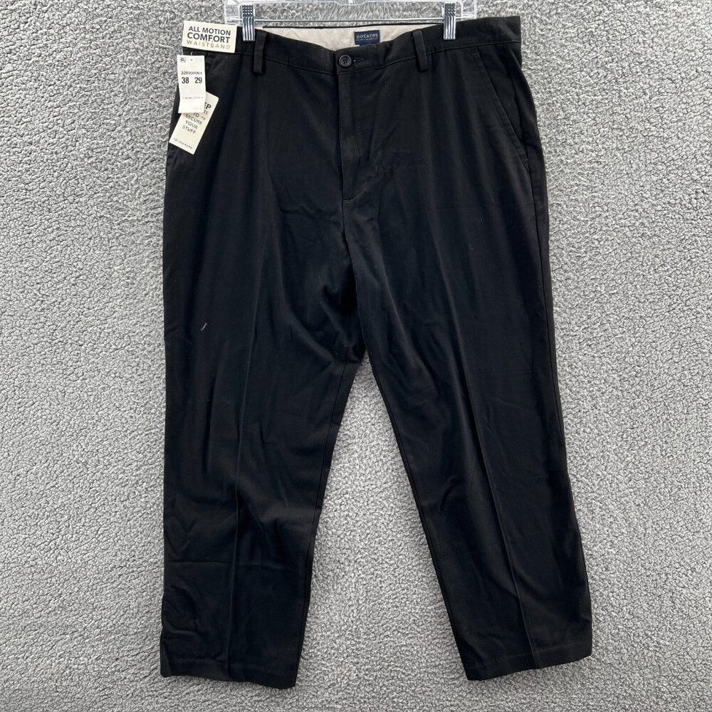 New Docker Easy Khaki Pants Mens 38 X 29 Black All Motion Comfort Waistband